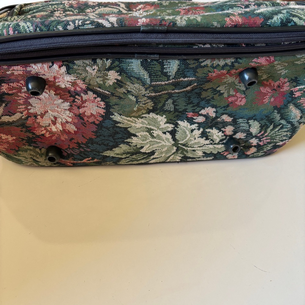 Vintage Atlantic Floral Tapestry Doctor Bag Carpet Weekender Lock Closure - Picture 13 of 16